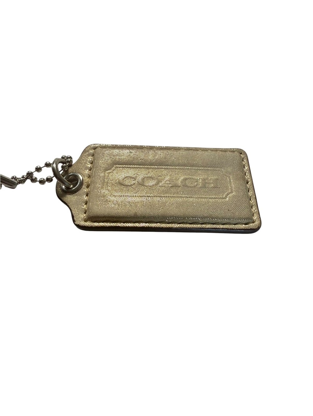 Coach Leather Hangtag - Shiny Beige textured (2.5")